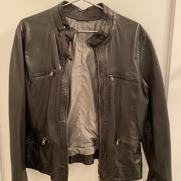 Genuine Leather Women's Moto Jacket by m085, Black Size L - Picture 2 of 4